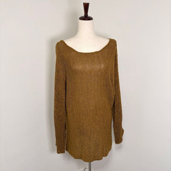 Free People Sweaters - Free People Beach Open Knit Oversized Brown Sweater Sz M